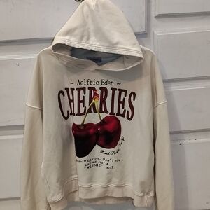 Aelfric Eden Cream Hoodie w/ Cherry Print Sz LG Gosh Valentine Don't You Like...